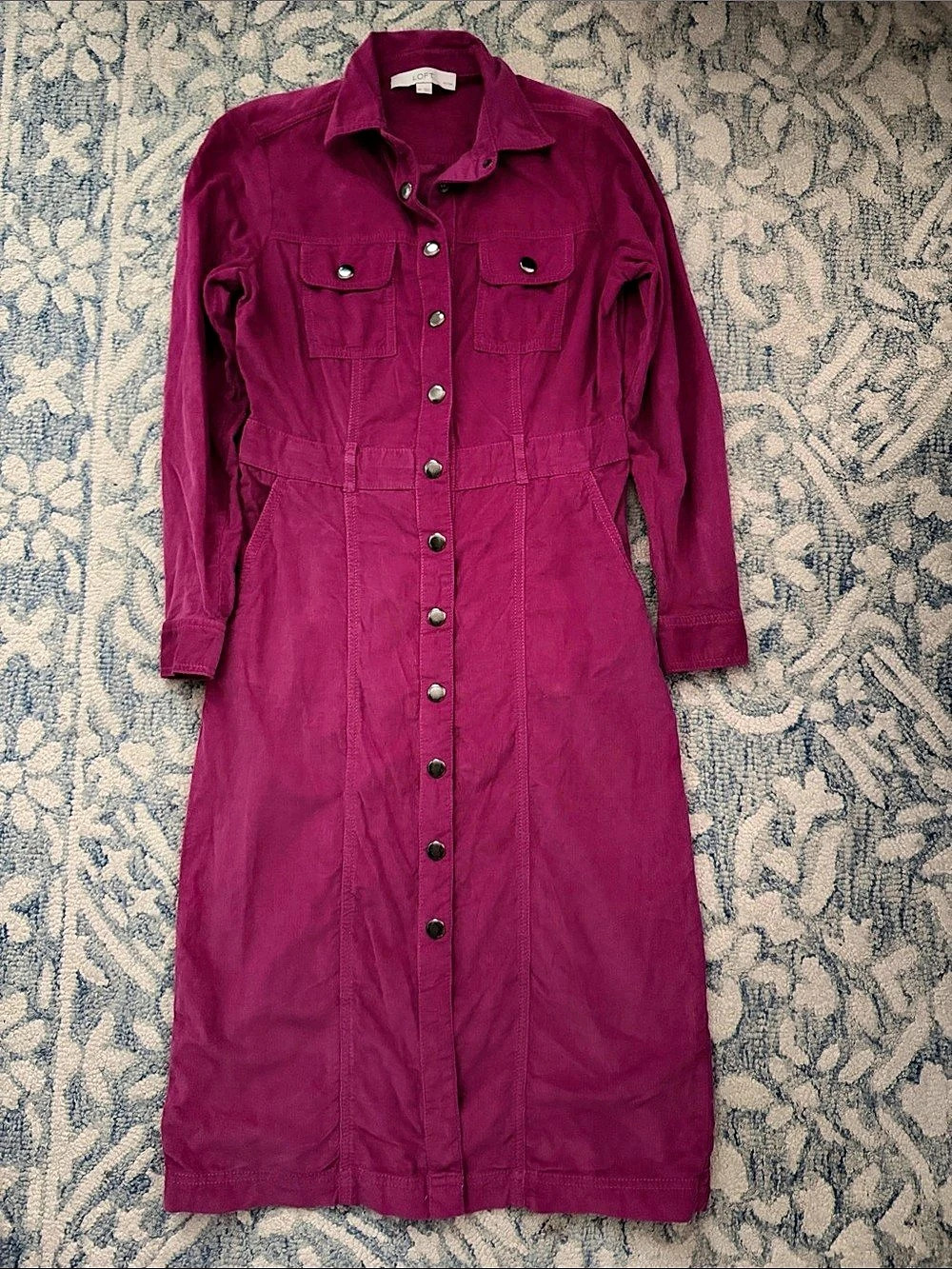 LOFT Petite Medium Midi Utility Dress in Purple